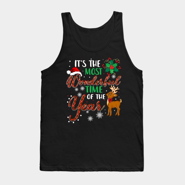 it's the most wonder time of the year Christmas Santa hat reindeer shirt - Christmas family matching shirt gift Tank Top by TeesCircle